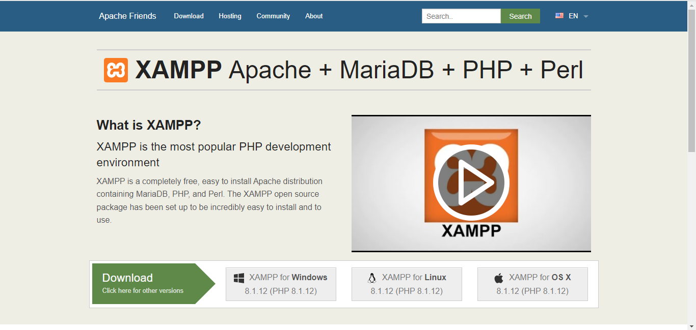 Halaman official XAMPP